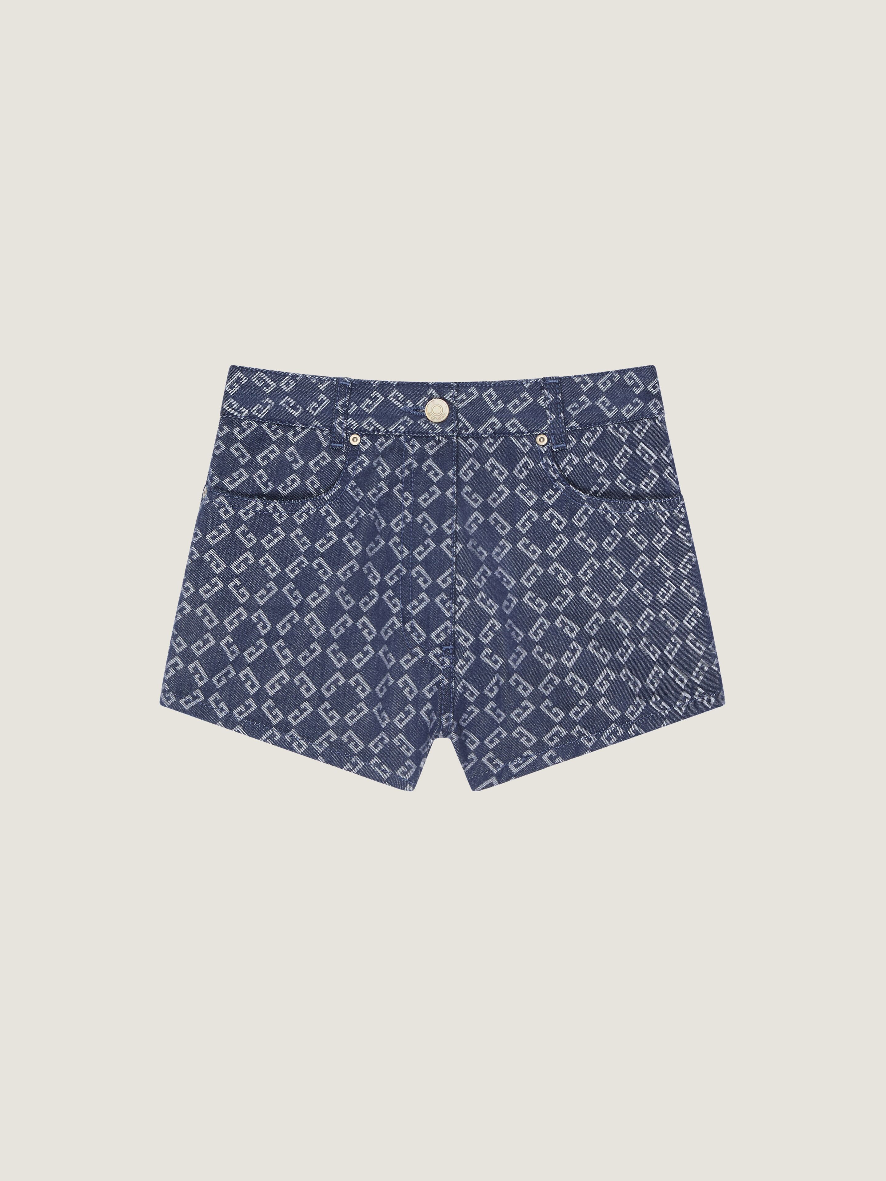 Slim fit mini shorts in monogram 72 denim
